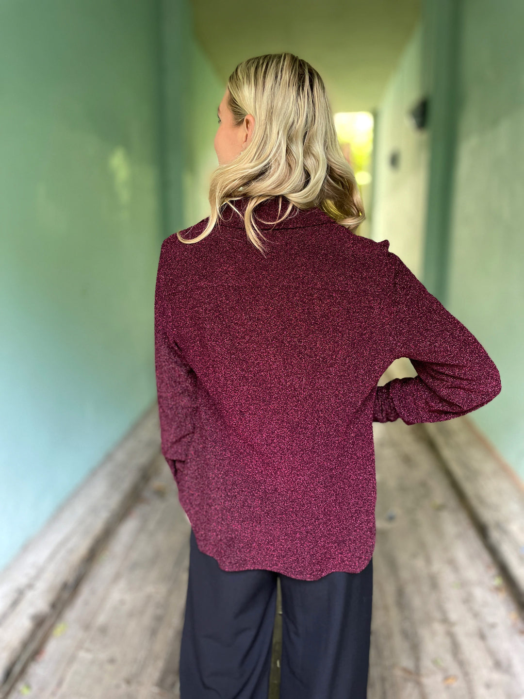 Dianas Vintage Bluser Liza shirt lurex - burgundy