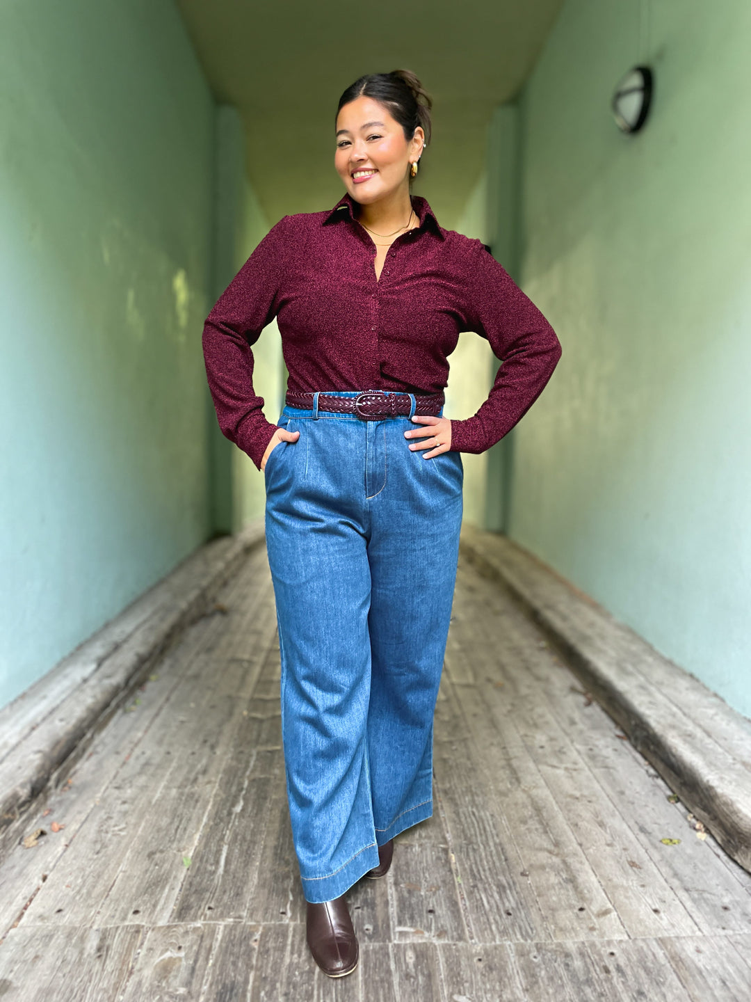 Dianas Vintage Bluser Liza shirt lurex - burgundy