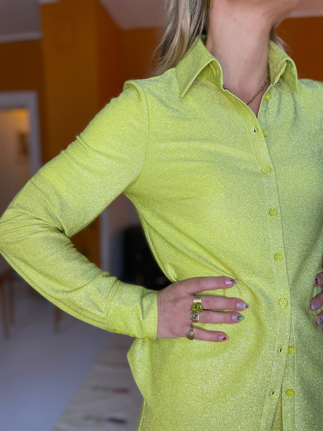 Dianas Vintage Bluser Liza shirt lurex - lemon