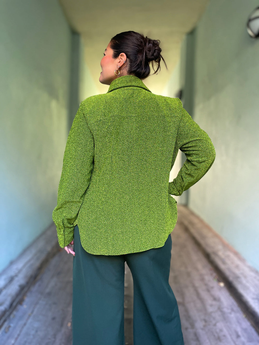 Dianas Vintage Bluser Liza shirt lurex - sparkly moss