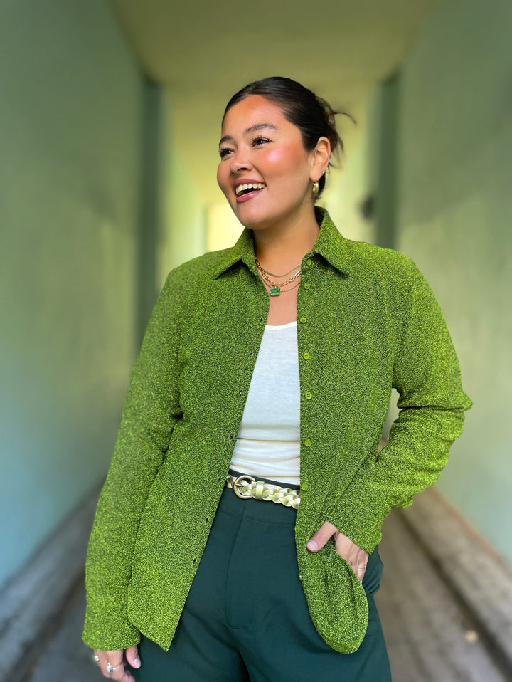 Dianas Vintage Bluser Liza shirt lurex - sparkly moss