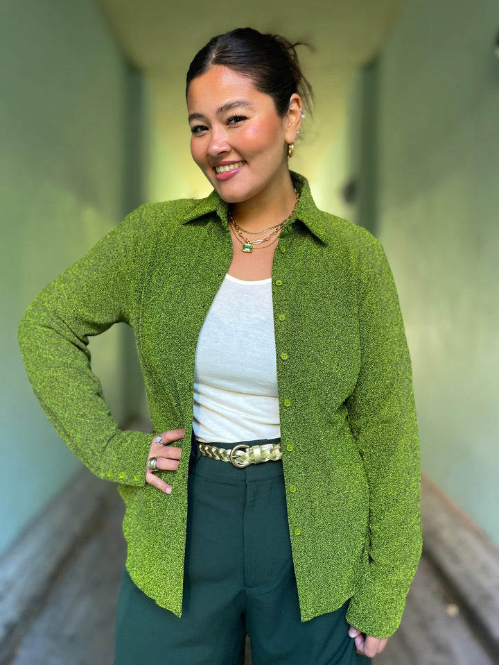 Dianas Vintage Bluser Liza shirt lurex - sparkly moss