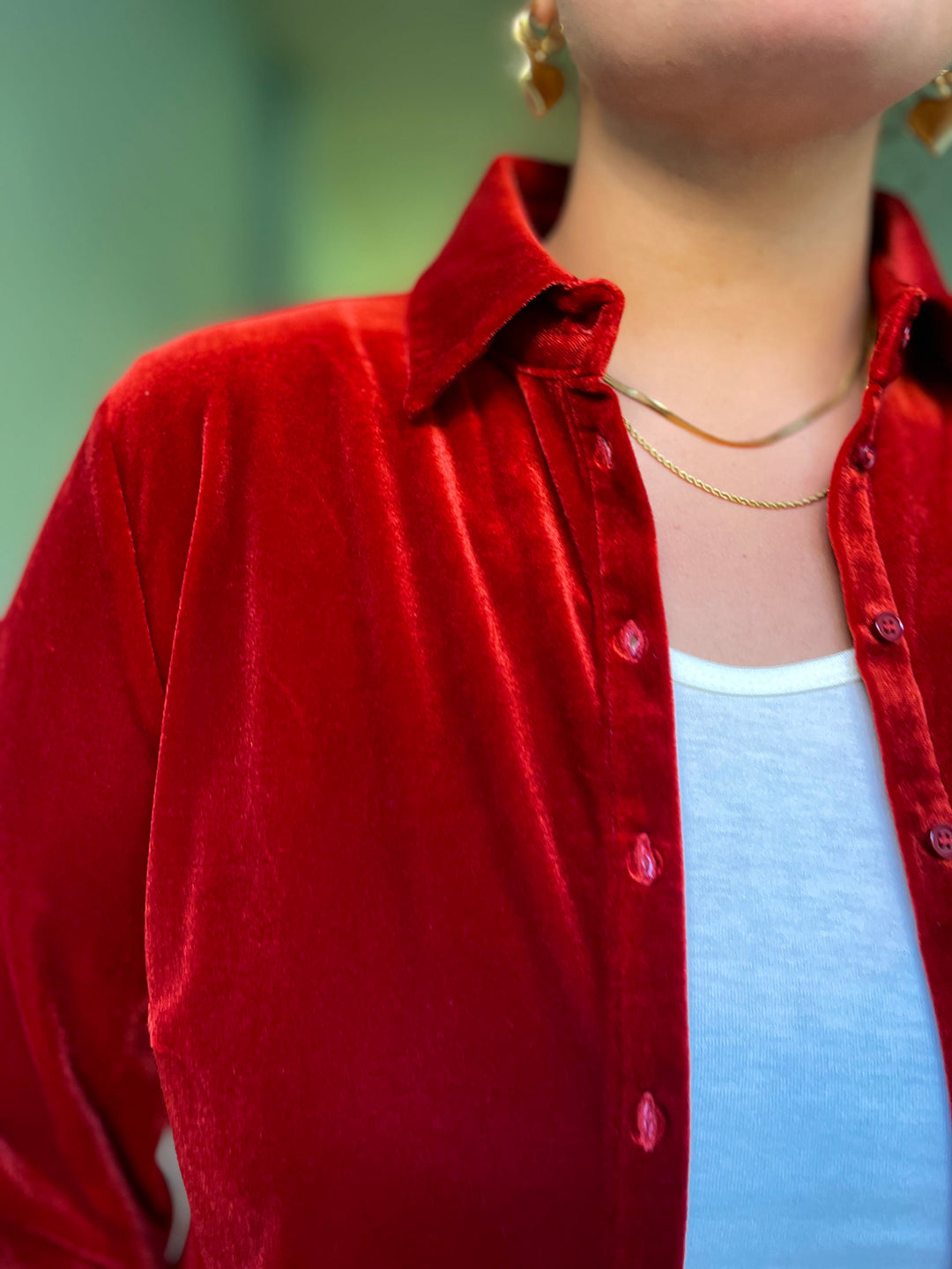 Dianas Vintage Bluser Liza shirt velvet - burnt orange