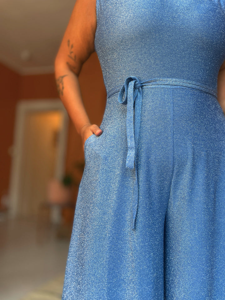 Dianas Vintage buksedresser Jolly Jumpsuit lurex - lys blå