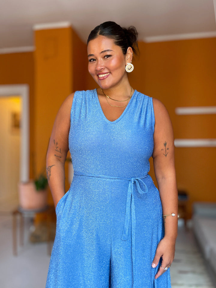 Dianas Vintage buksedresser Jolly Jumpsuit lurex - lys blå