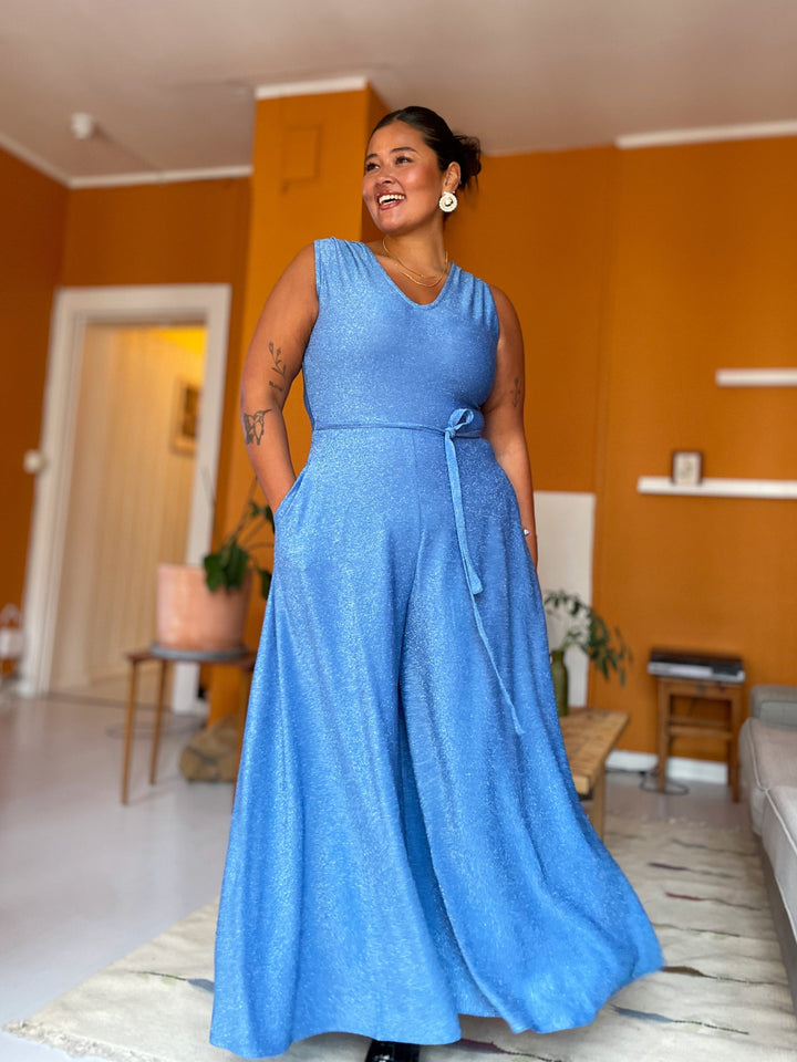 Dianas Vintage buksedresser Jolly Jumpsuit lurex - lys blå