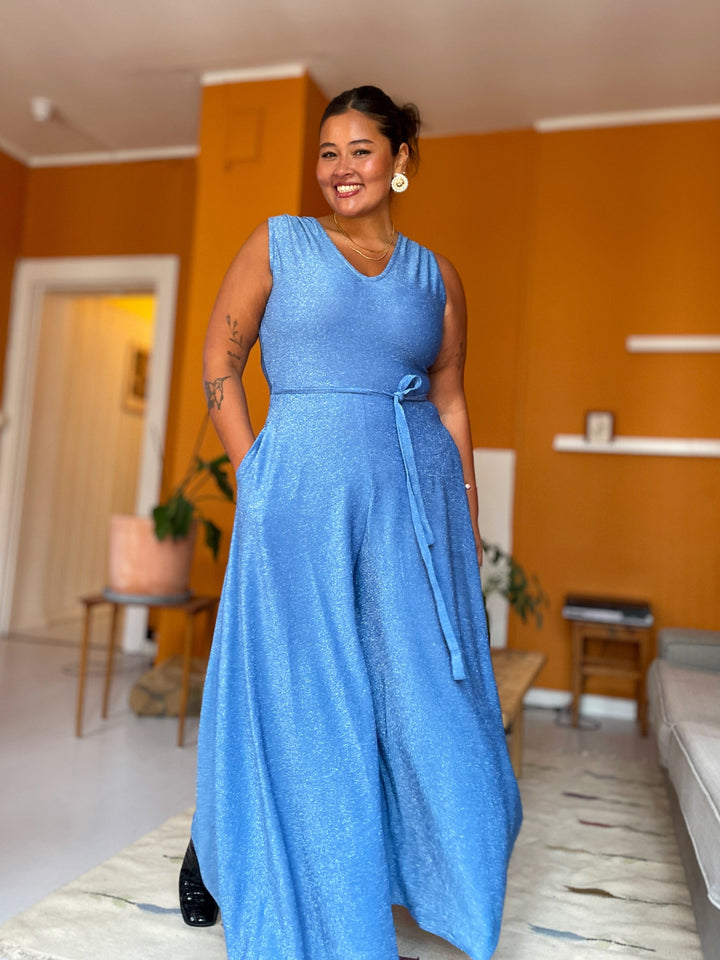 Dianas Vintage buksedresser Jolly Jumpsuit lurex - lys blå
