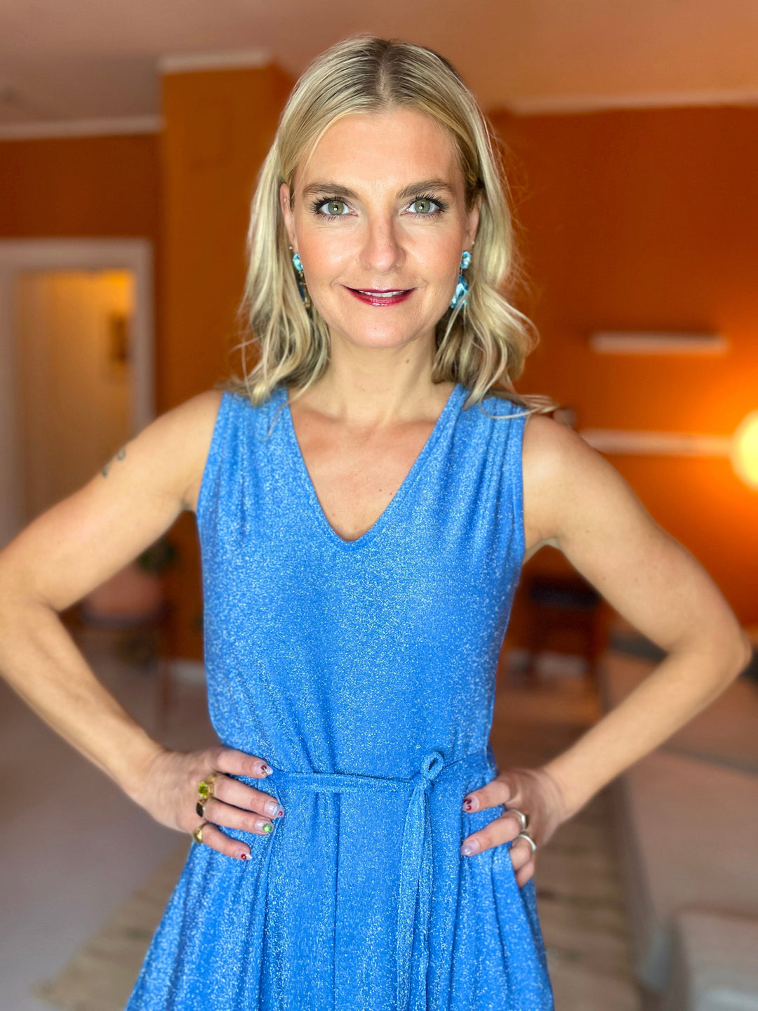 Dianas Vintage buksedresser Jolly Jumpsuit lurex - lys blå