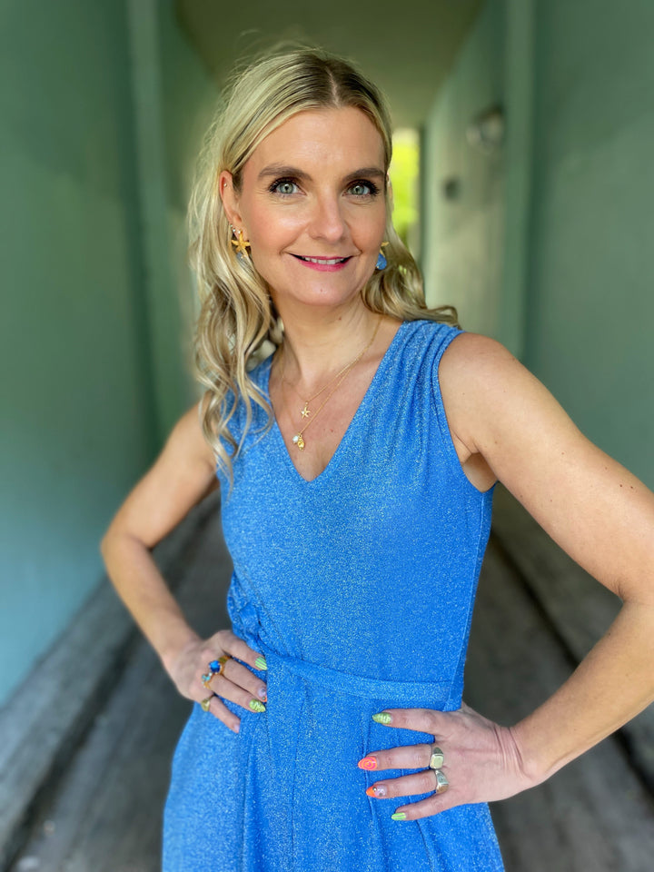 Dianas Vintage buksedresser Jolly Jumpsuit lurex - lys blå