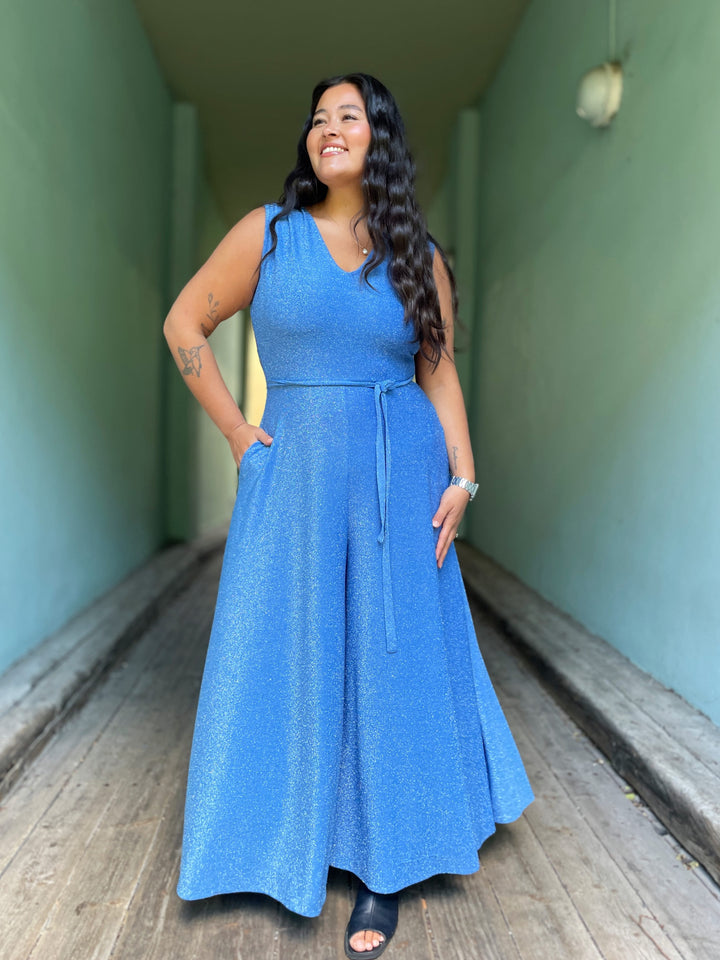 Dianas Vintage buksedresser Jolly Jumpsuit lurex - lys blå