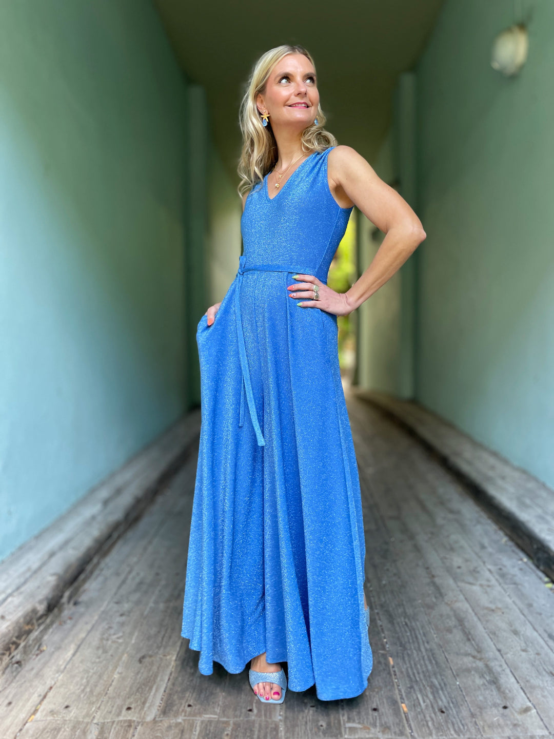 Dianas Vintage buksedresser Jolly Jumpsuit lurex - lys blå