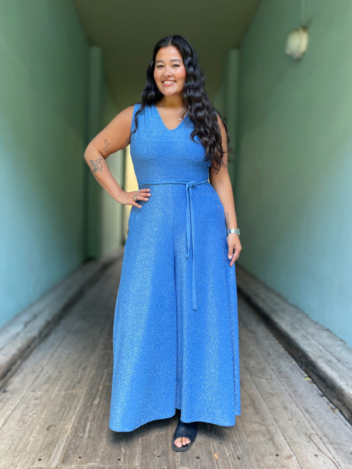 Dianas Vintage buksedresser Jolly Jumpsuit lurex - lys blå