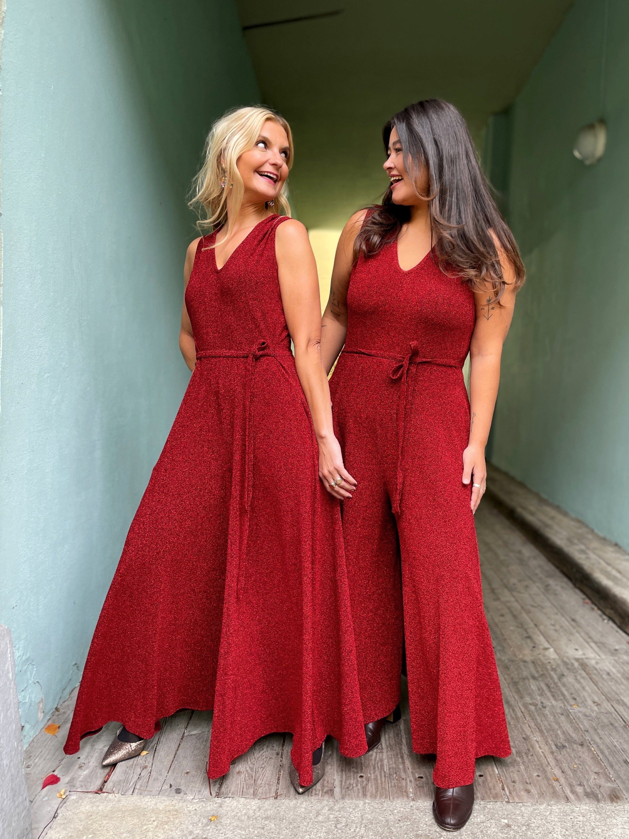 Dianas Vintage buksedresser Jolly Jumpsuit lurex - rød