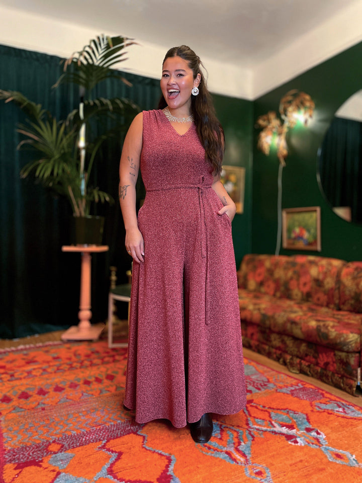 Dianas Vintage buksedresser Jolly Jumpsuit lurex - rosa