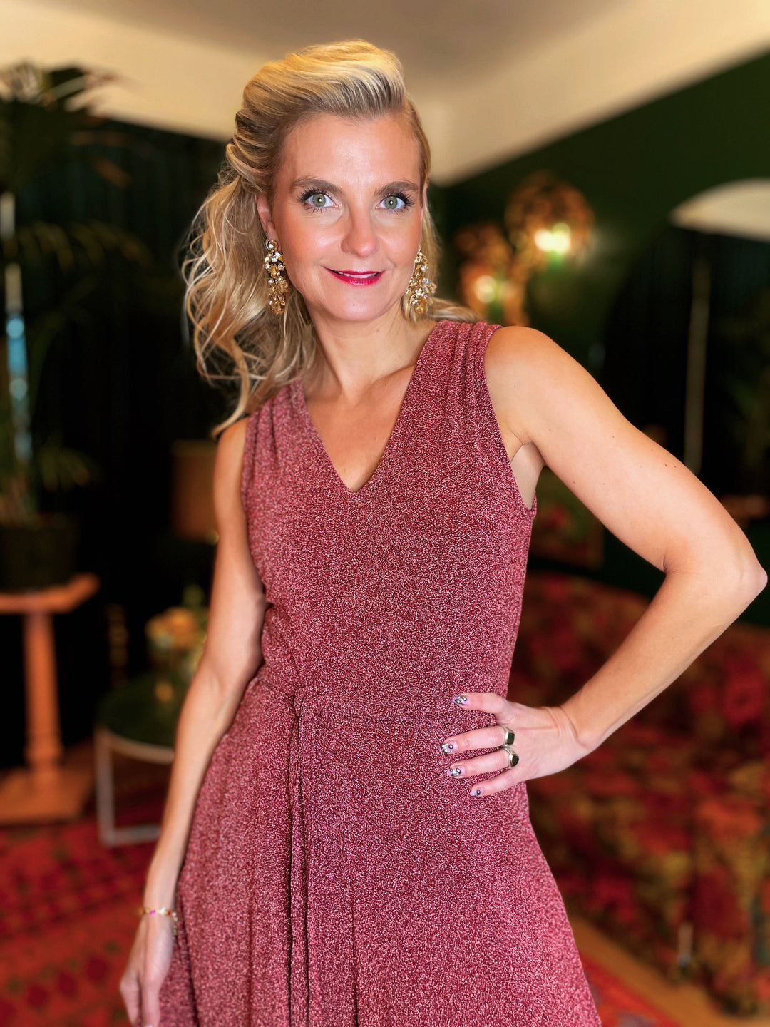 Dianas Vintage buksedresser Jolly Jumpsuit lurex - rosa
