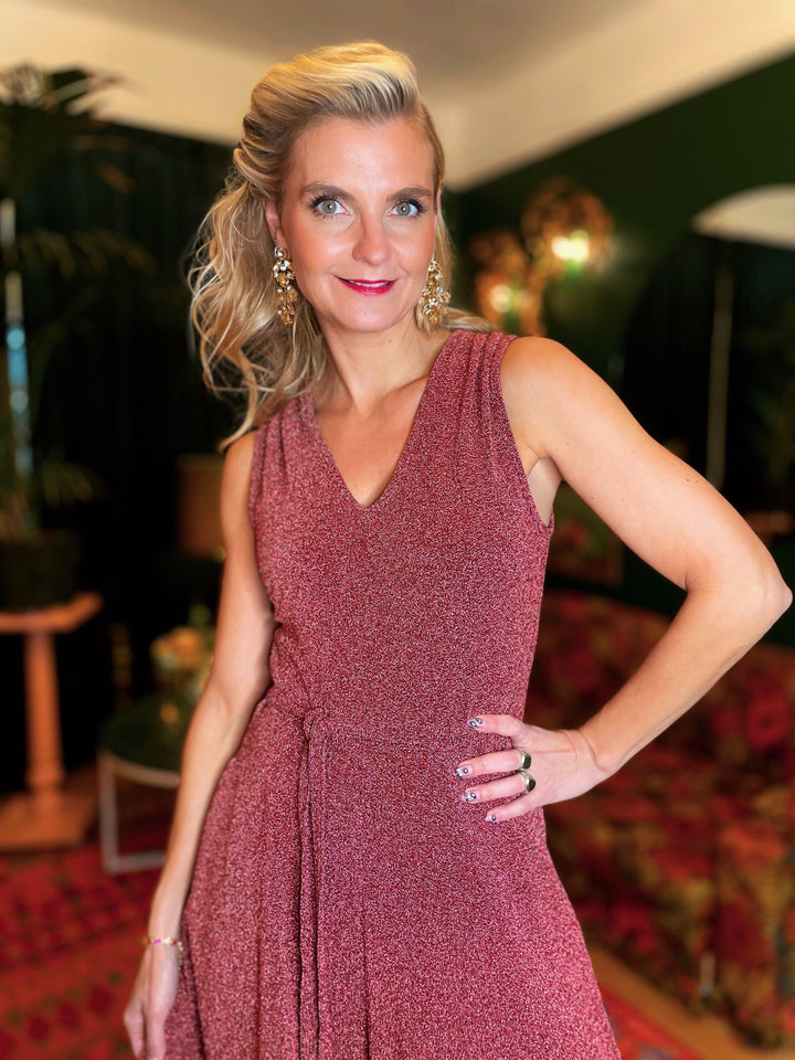 Dianas Vintage buksedresser Jolly Jumpsuit lurex - rosa