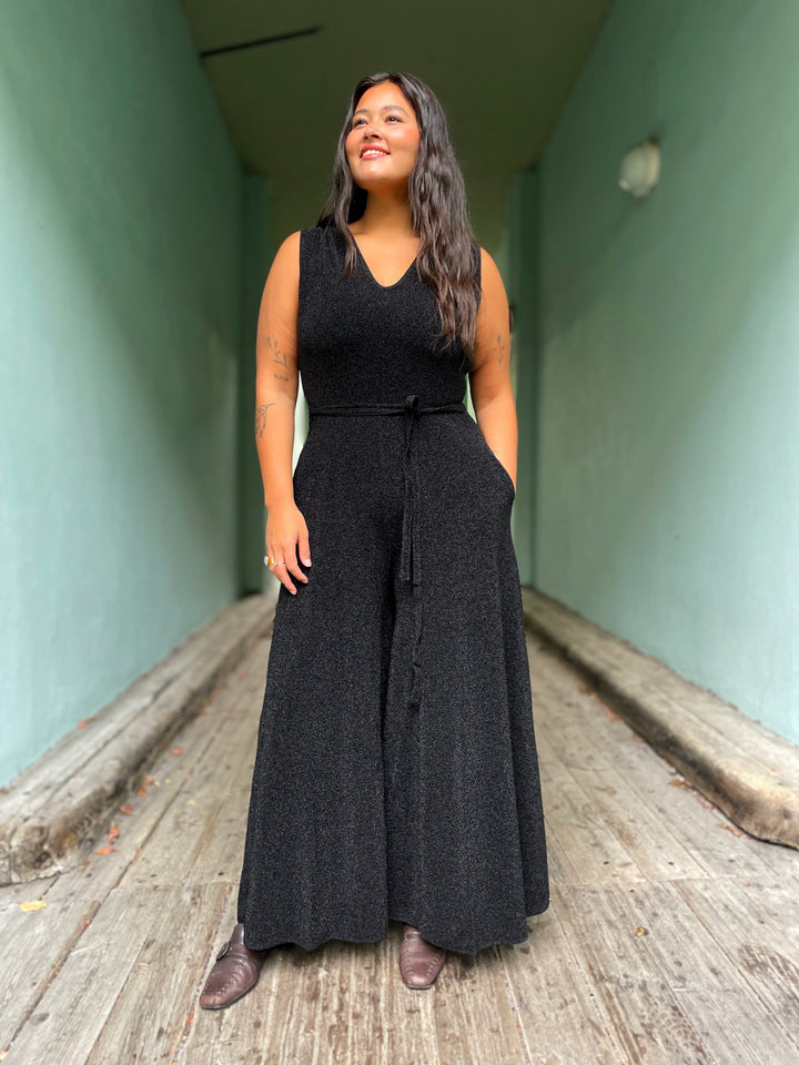 Dianas Vintage buksedresser Jolly Jumpsuit lurex - svart