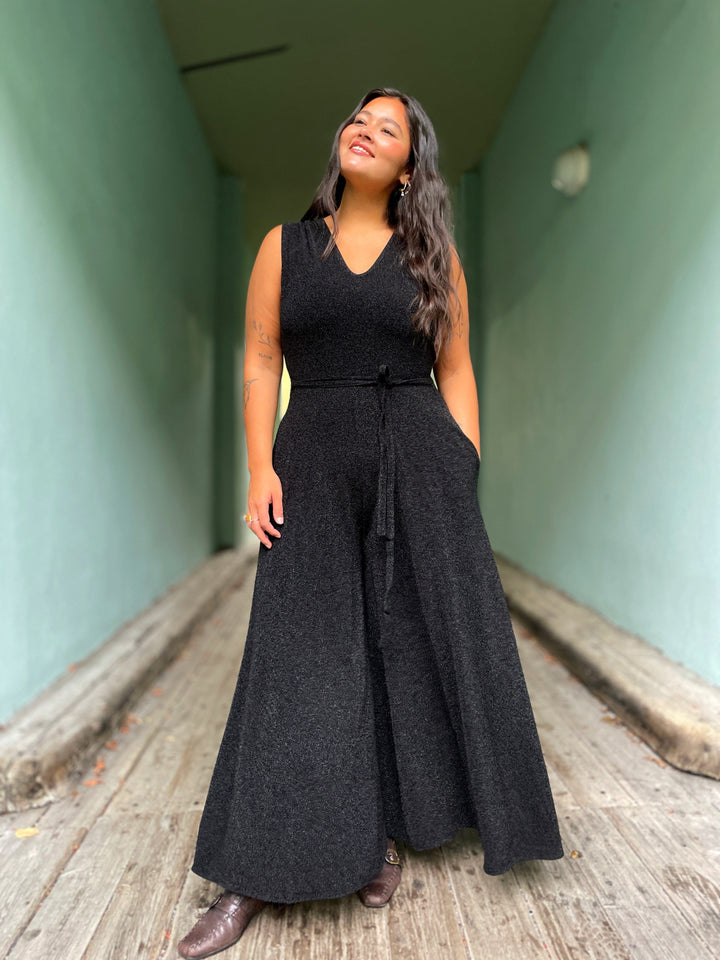 Dianas Vintage buksedresser Jolly Jumpsuit lurex - svart