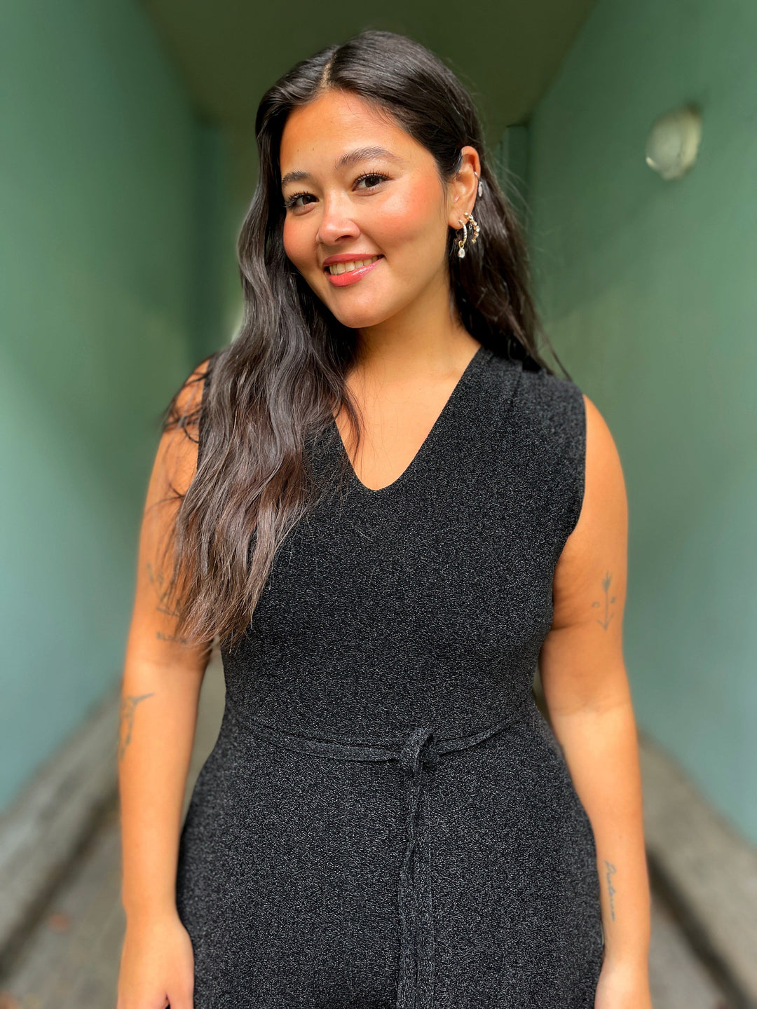 Dianas Vintage buksedresser Jolly Jumpsuit lurex - svart