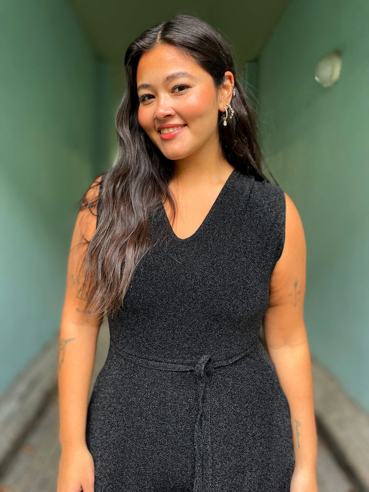 Dianas Vintage buksedresser Jolly Jumpsuit lurex - svart
