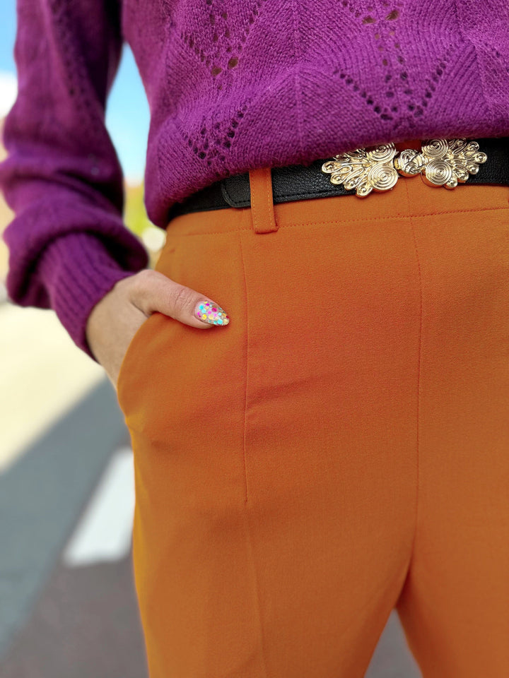 Dianas Vintage bukser Frida Pants - bukse med høyt liv - brent oransje