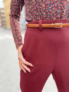 Dianas Vintage bukser Frida Pants - bukse med høyt liv - burgunder