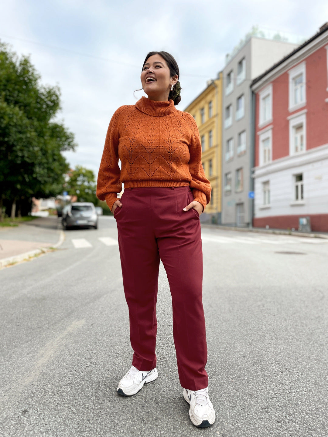 Dianas Vintage bukser Frida Pants - bukse med høyt liv - burgunder