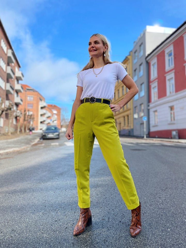 Dianas Vintage bukser Frida Pants med gylf - bukse med høyt liv - lime