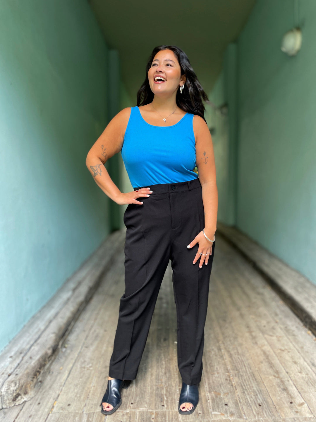 Dianas Vintage bukser Frida Pants med gylf - bukse med høyt liv - svart