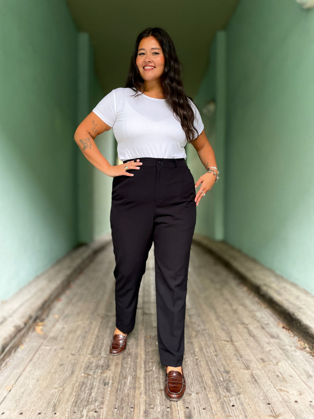 Dianas Vintage bukser Frida Pants med gylf - bukse med høyt liv - svart