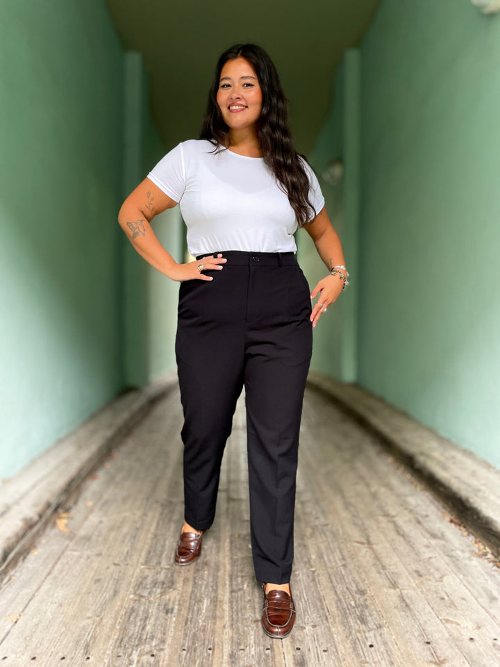 Dianas Vintage bukser Frida Pants med gylf - bukse med høyt liv - svart