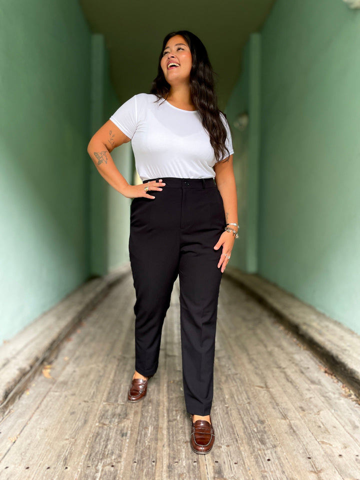 Dianas Vintage bukser Frida Pants med gylf - bukse med høyt liv - svart