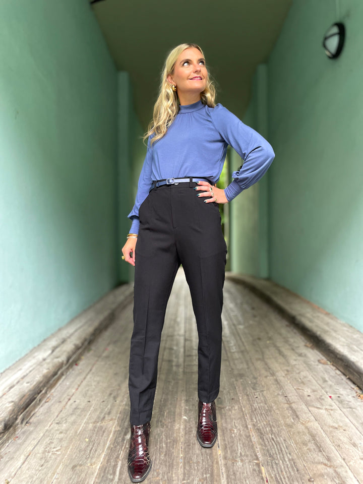 Dianas Vintage bukser Frida Pants med gylf - bukse med høyt liv - svart
