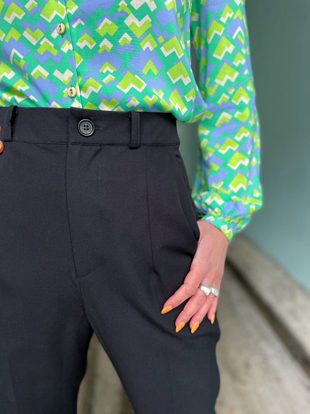 Dianas Vintage bukser Frida Pants med gylf - bukse med høyt liv - svart