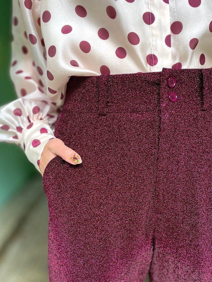 Dianas Vintage bukser Hepburn pants lurex -burgundy