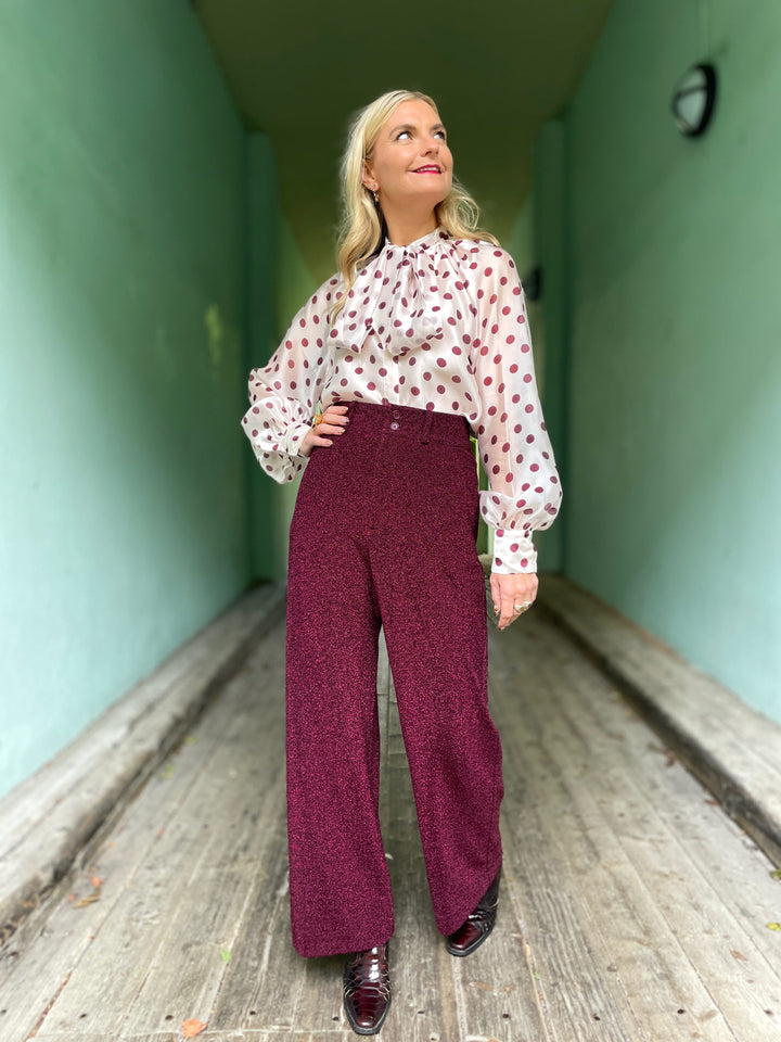 Dianas Vintage bukser Hepburn pants lurex -burgundy