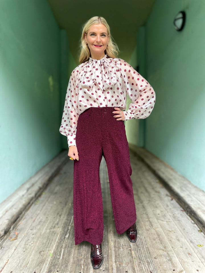 Dianas Vintage bukser Hepburn pants lurex -burgundy