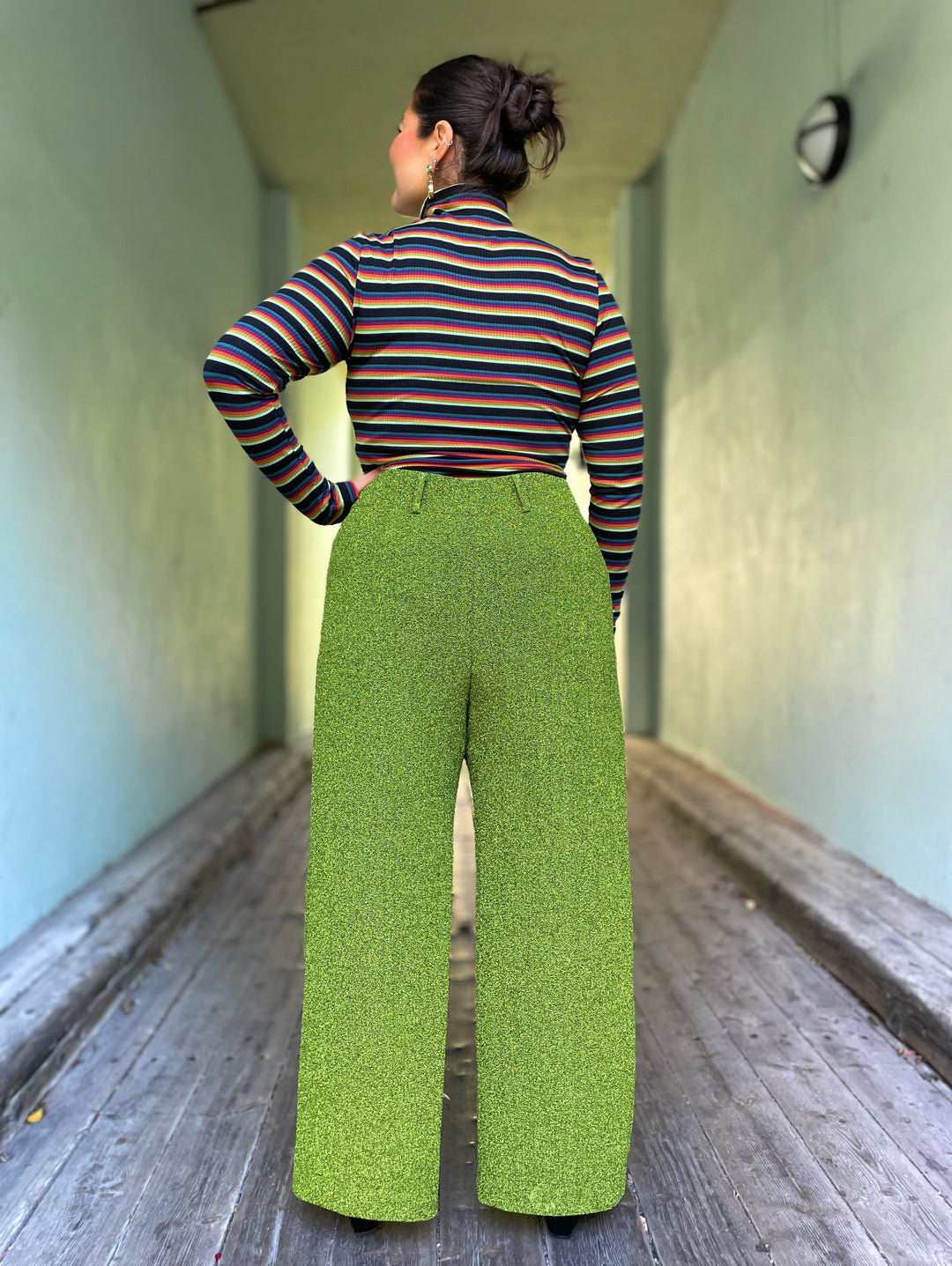 Dianas Vintage bukser Hepburn pants lurex - sparkly moss