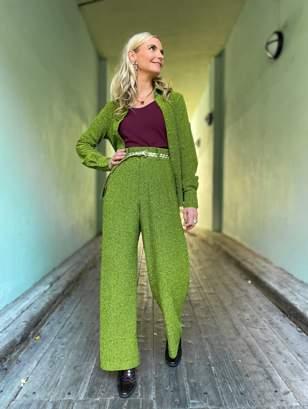 Dianas Vintage bukser Hepburn pants lurex - sparkly moss