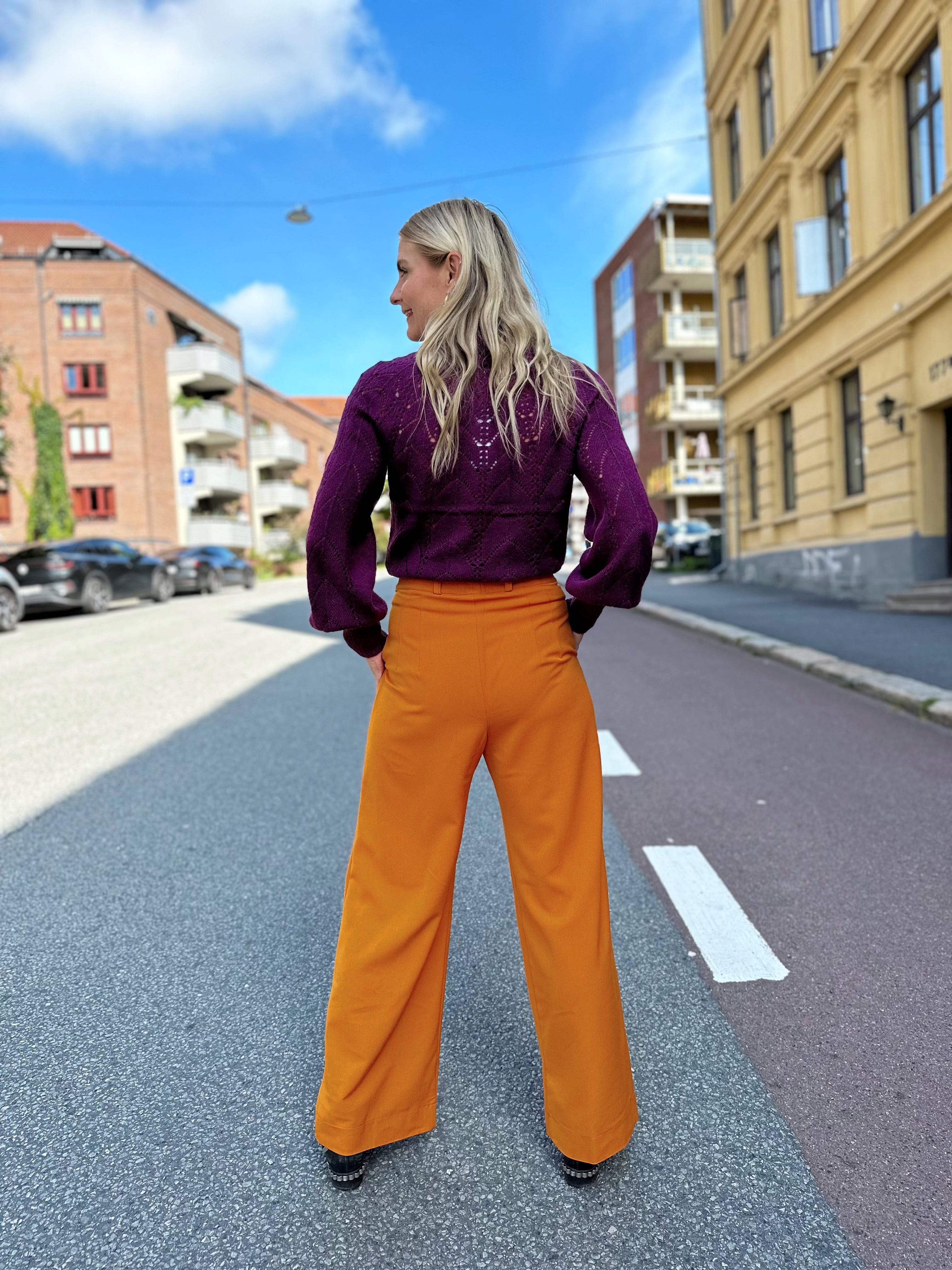 Dianas Vintage bukser Hepburn Pants med gylf - bukse med høyt liv - brent oransje