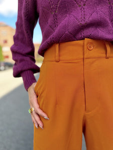 Dianas Vintage bukser Hepburn Pants med gylf - bukse med høyt liv - brent oransje