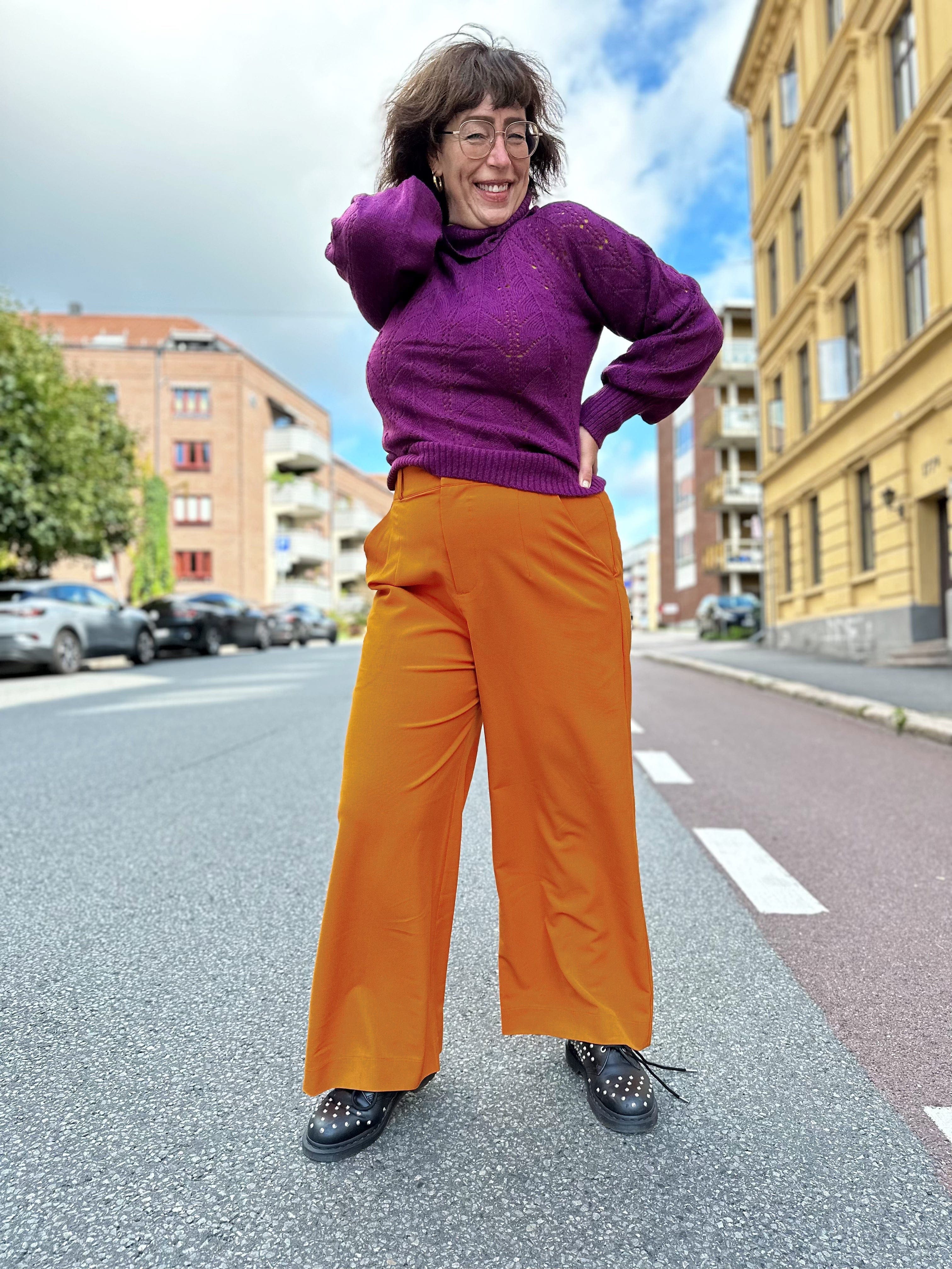Dianas Vintage bukser Hepburn Pants med gylf - bukse med høyt liv - brent oransje