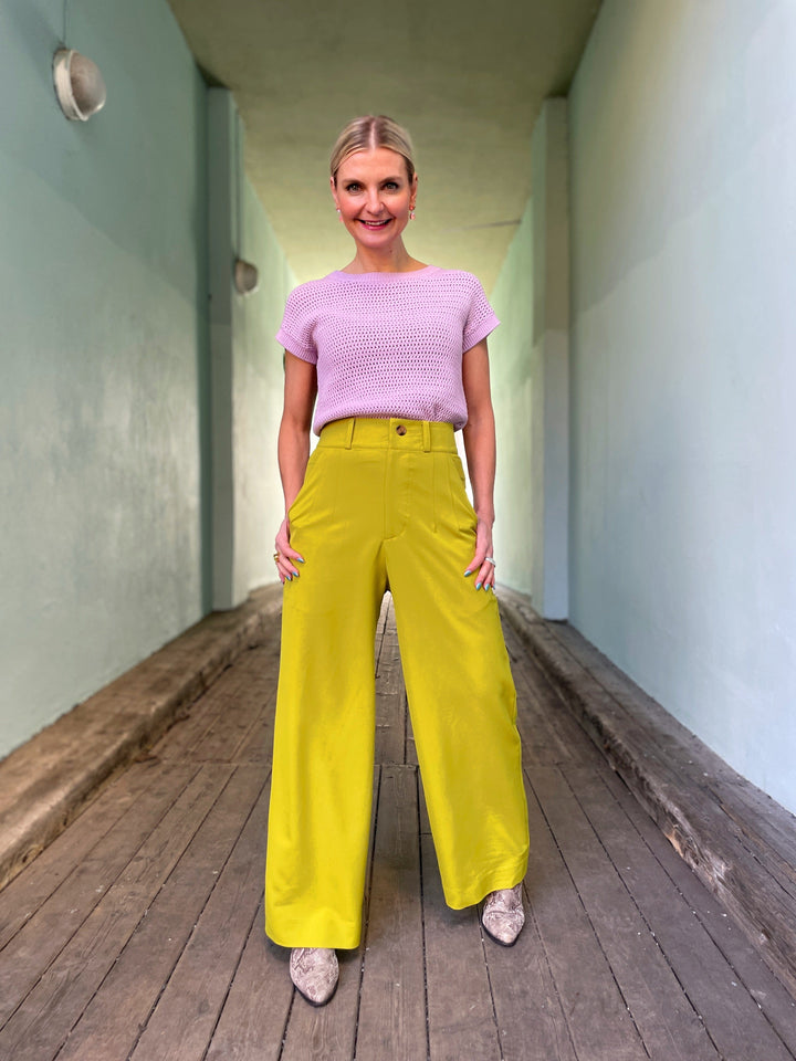 Dianas Vintage bukser Hepburn Pants med gylf - bukse med høyt liv - lime