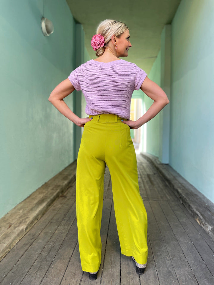 Dianas Vintage bukser Hepburn Pants med gylf - bukse med høyt liv - lime