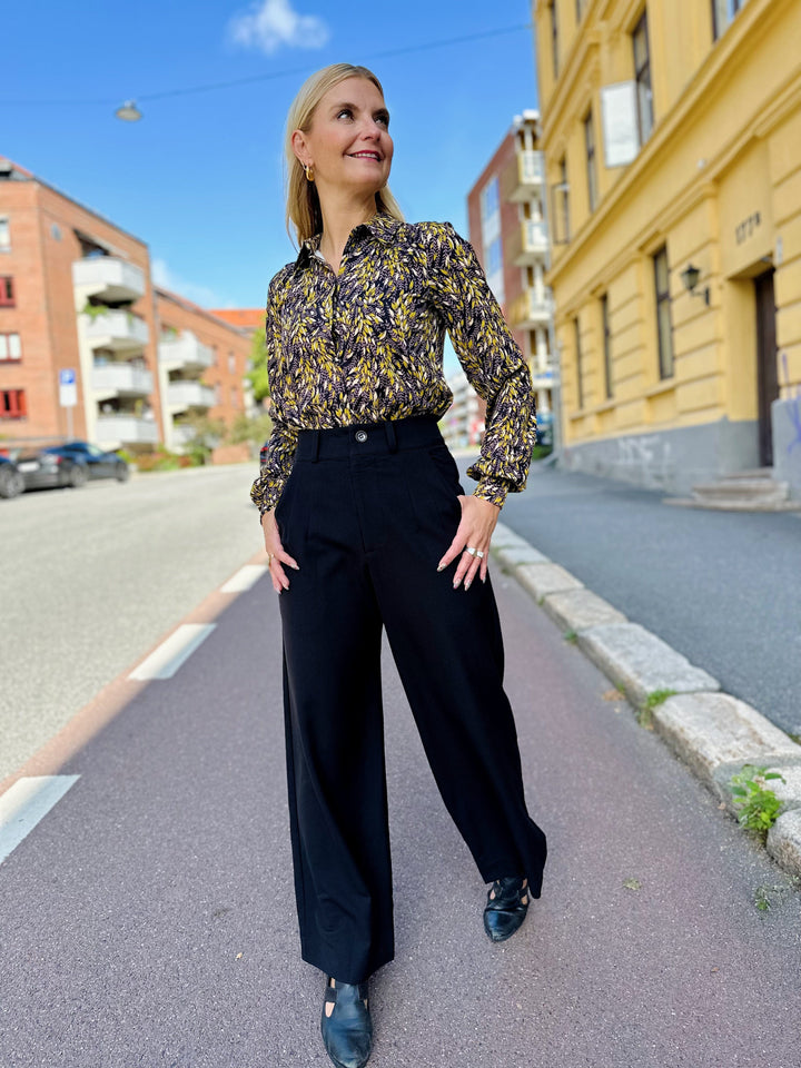 Dianas Vintage bukser Hepburn Pants med gylf - bukse med høyt liv - svart