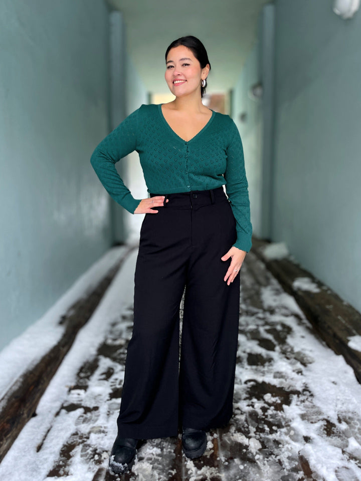 Dianas Vintage bukser Hepburn Pants med gylf - bukse med høyt liv - svart