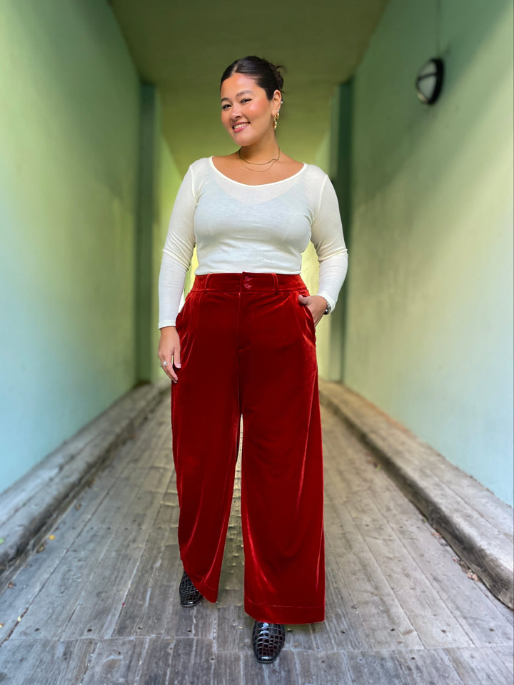 Dianas Vintage bukser Hepburn pants velvet - burnt orange
