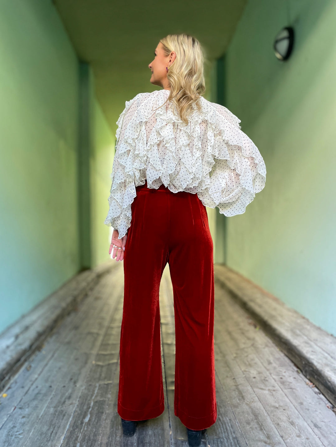 Dianas Vintage bukser Hepburn pants velvet - burnt orange