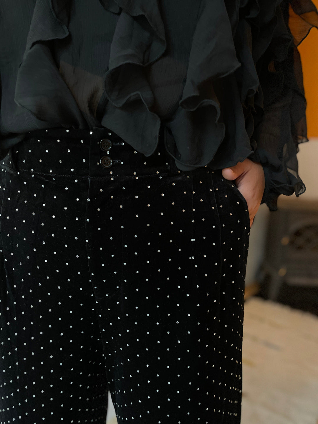 Dianas Vintage bukser Hepburn Pants velvet - sparkles