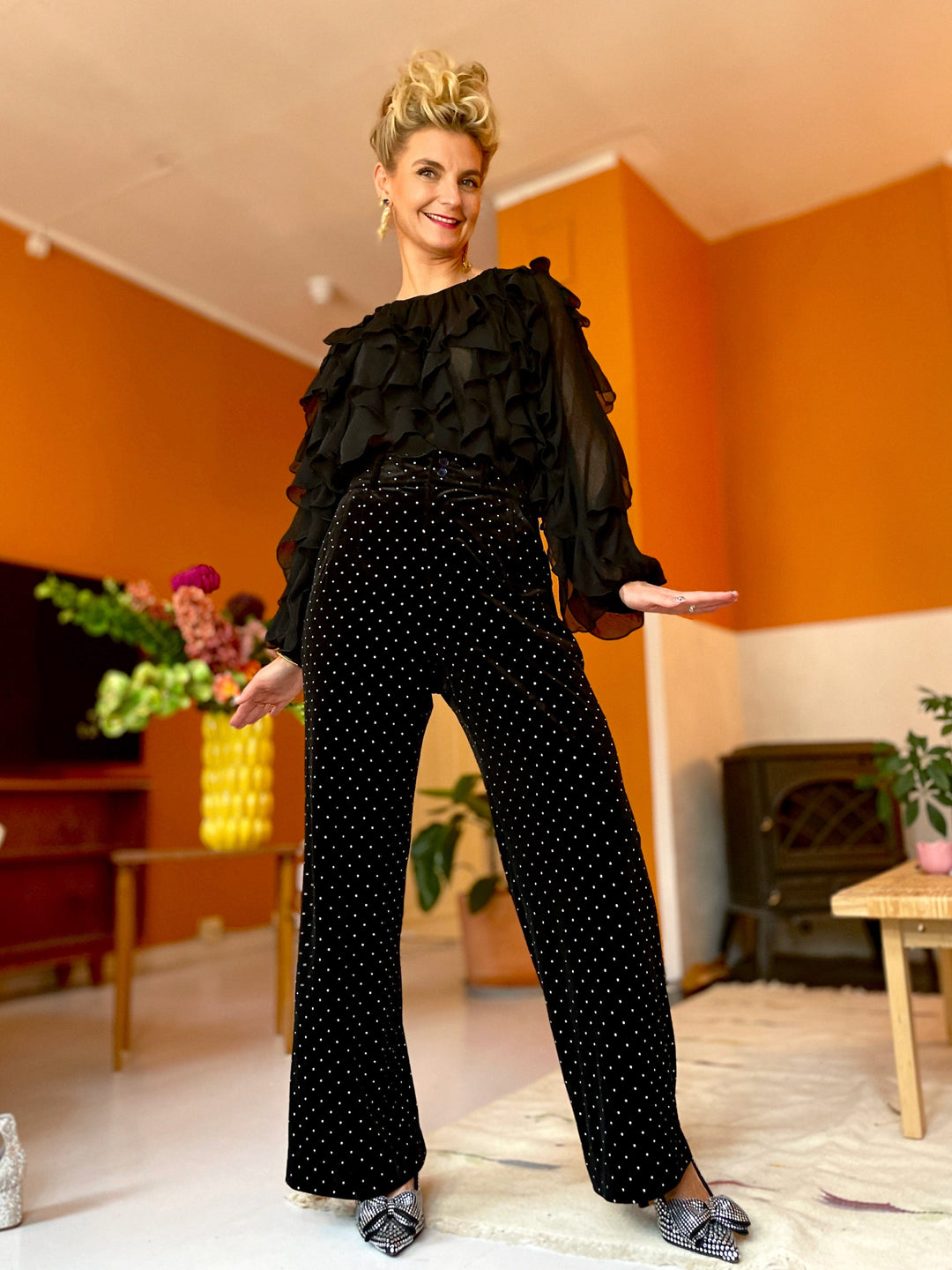 Dianas Vintage bukser Hepburn Pants velvet - sparkles
